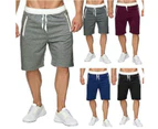 Men's Casual Shorts Drawstring Fashion Comfy Breathable Shorts-Wine red