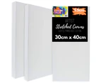 20 x THIN ARTIST STRETCHED CANVAS 30x40cm | Cotton White Blank Canvases Panel