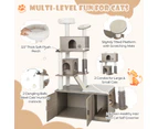 Costway 2IN1 Cat Tree Tower Kitty Condo House Pet Litter Box Enclosure Grey