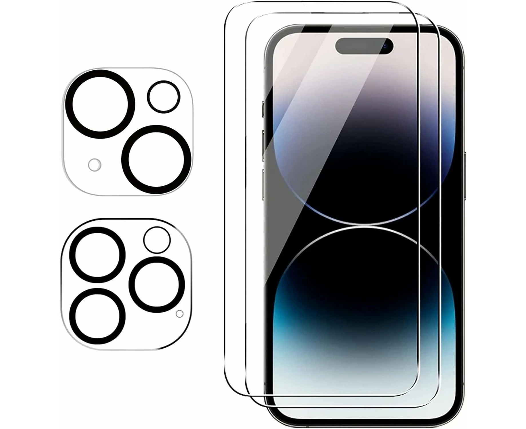 [2+2] 2Pack Tempered Glass Screen Protector for iPhone 15 [6.1 inch] & 2Pack Camera Lens Protector Premium for Apple iPhone-[for iPhone 15]