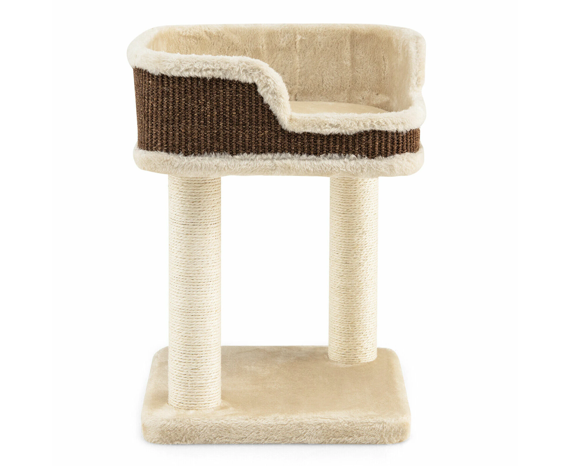 Cat Tree Multi-Level Cat Tower w/ Scratching Posts & Large Plush Perch Beige