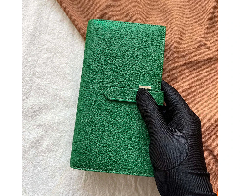 Genuine Leather Long Purse Unisex Luxury Design Cowhide Wallet Famous Brand Phone Bag Fashion Hasp Women Clutch Money Bag—Green