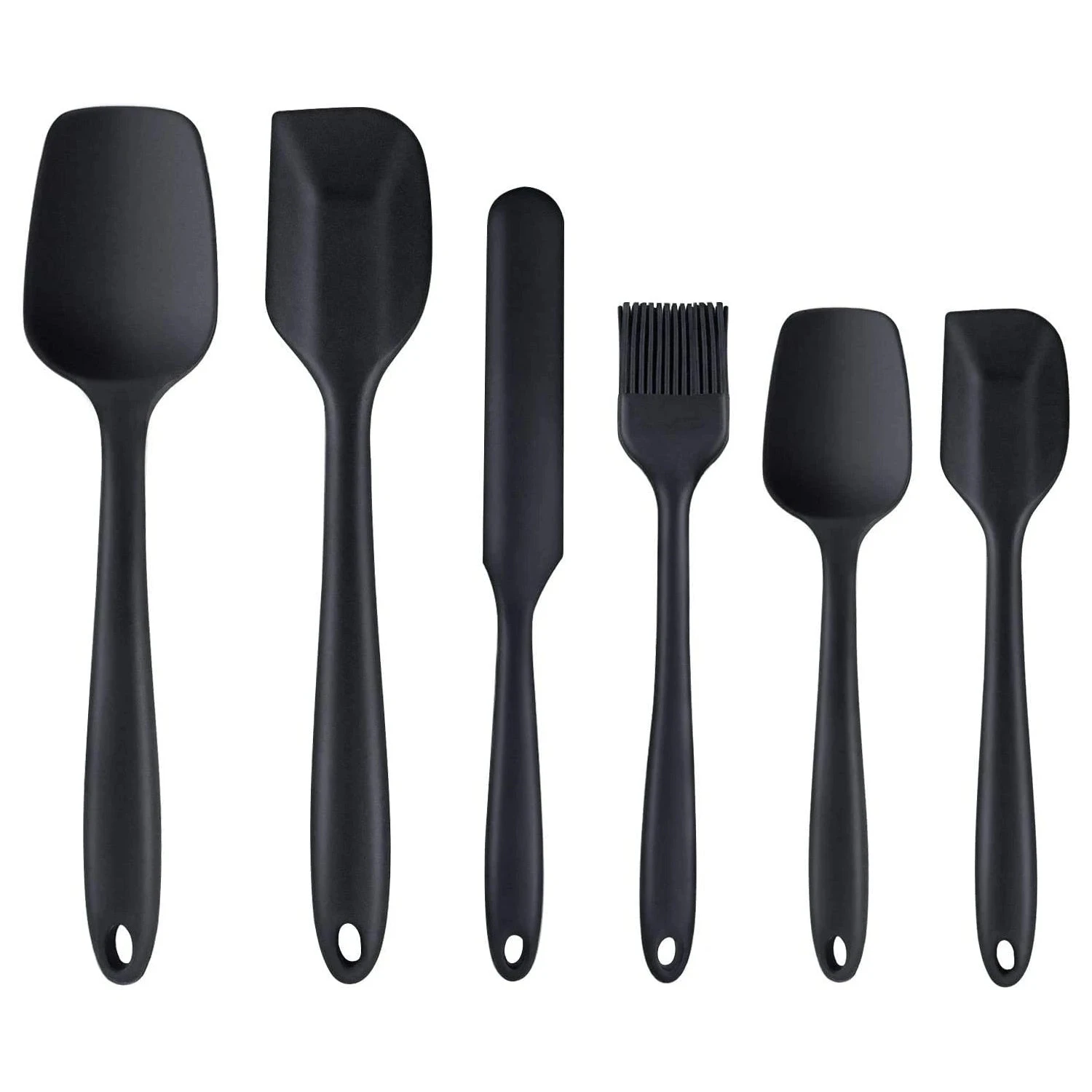 6 Piece Non-Scratch Heat Resistant Rubber Spatula Silicone Spatula for Cooking Baking Black