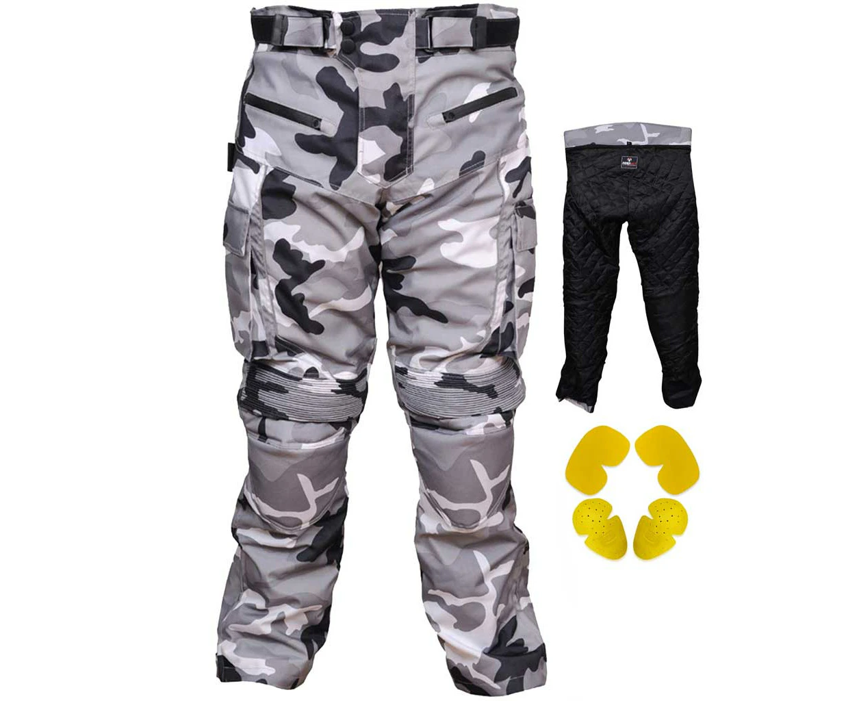 RIDERACT® Mens Motorcycle Cordura Pant TARZAN Camouflage Grey Motorcycle Pant Waterproof Protective Riding Gear