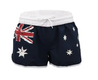 Ladies' Women's Board Shorts Australian Day Flag Gym Beach Aussie Swim Souvenir - Navy