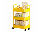 Yellow 3 Tier Trolley on Wheels Storage Rolling Cart Utility Kitchen Trolley Storage Rack Cart