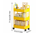 Yellow 3 Tier Trolley on Wheels Storage Rolling Cart Utility Kitchen Trolley Storage Rack Cart