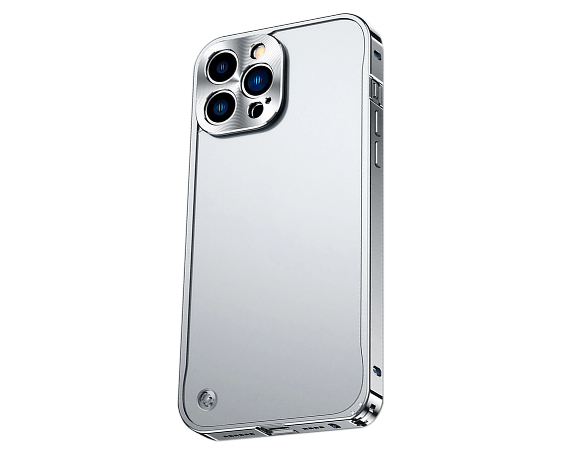 Dandelion Mobile Phone Case Frosted  Plate Dustproof Waterproof  Lens Protection Metal Frame Phone   Cover for iPhone 14 13 Mini Pro Plus Pro Max-Silver