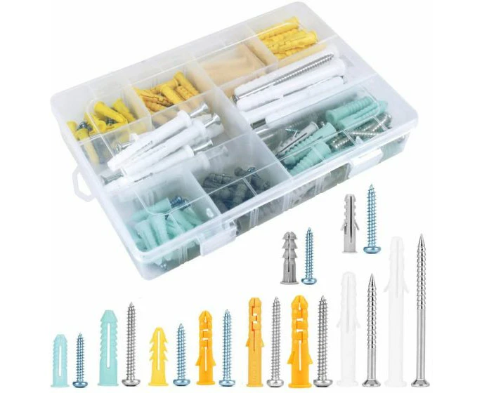 300 Pcs Assorted Sizes Hollow Self Drilling Drywall Anchors Screws Assortment Set Kit,plastic Self Drilling Drywall Anchors Assort