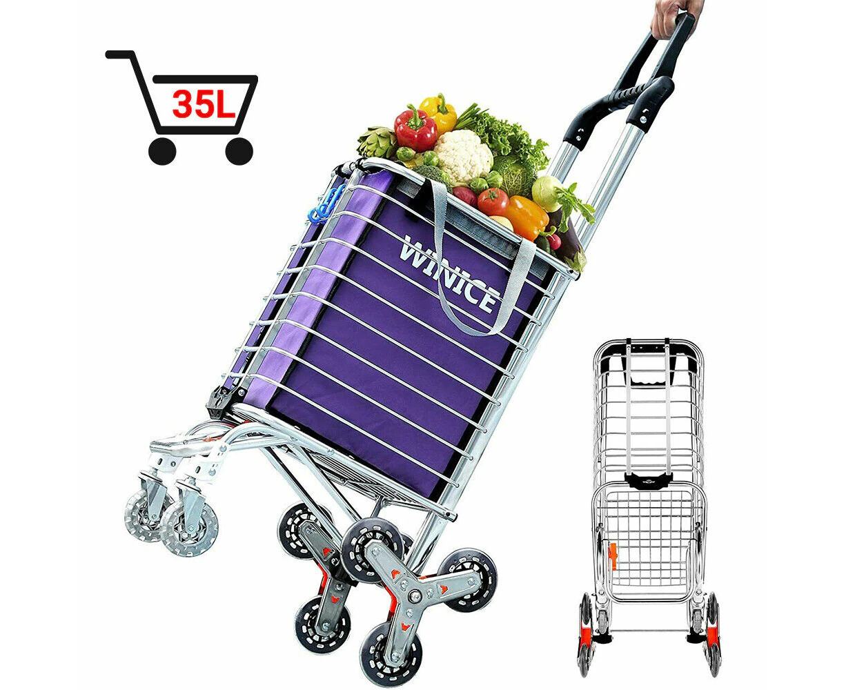 Grocery Basket Folding Shopping Cart Trolley Rolling Crate Portable Luggage Cart