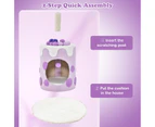Costway 67cm Cat Activity Center Kitty Condo House Scratching Post w/Teasing ball & Soft Cushion, Purple