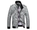Men's Lightweight Full Zip Jacket Outdoor Coat With Zipper Pockets-light gray