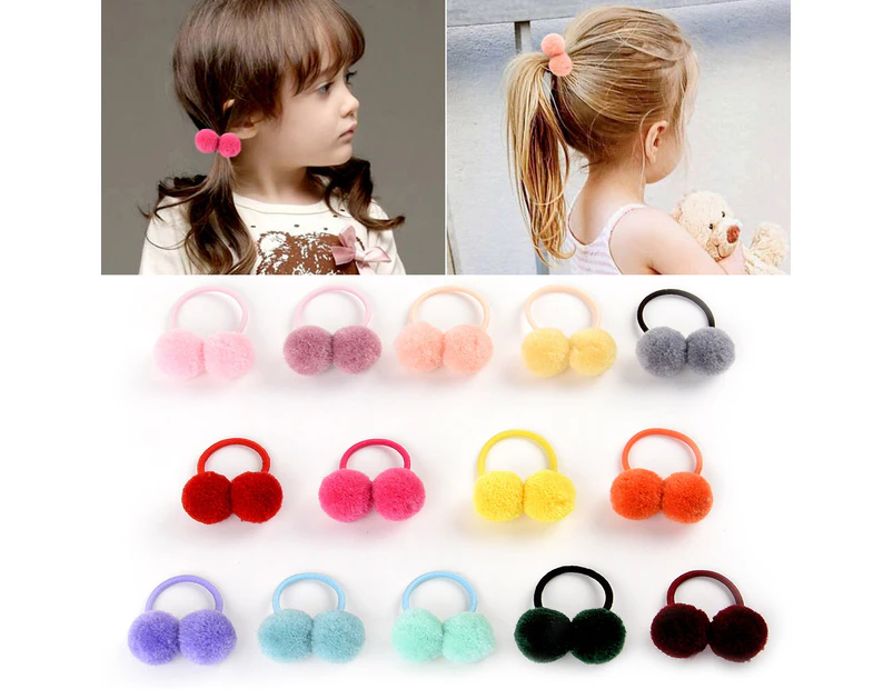 24 Pack Girls Headbands Fur Ball Fluffy Ponytail Women Girls Kids Hair Accessories