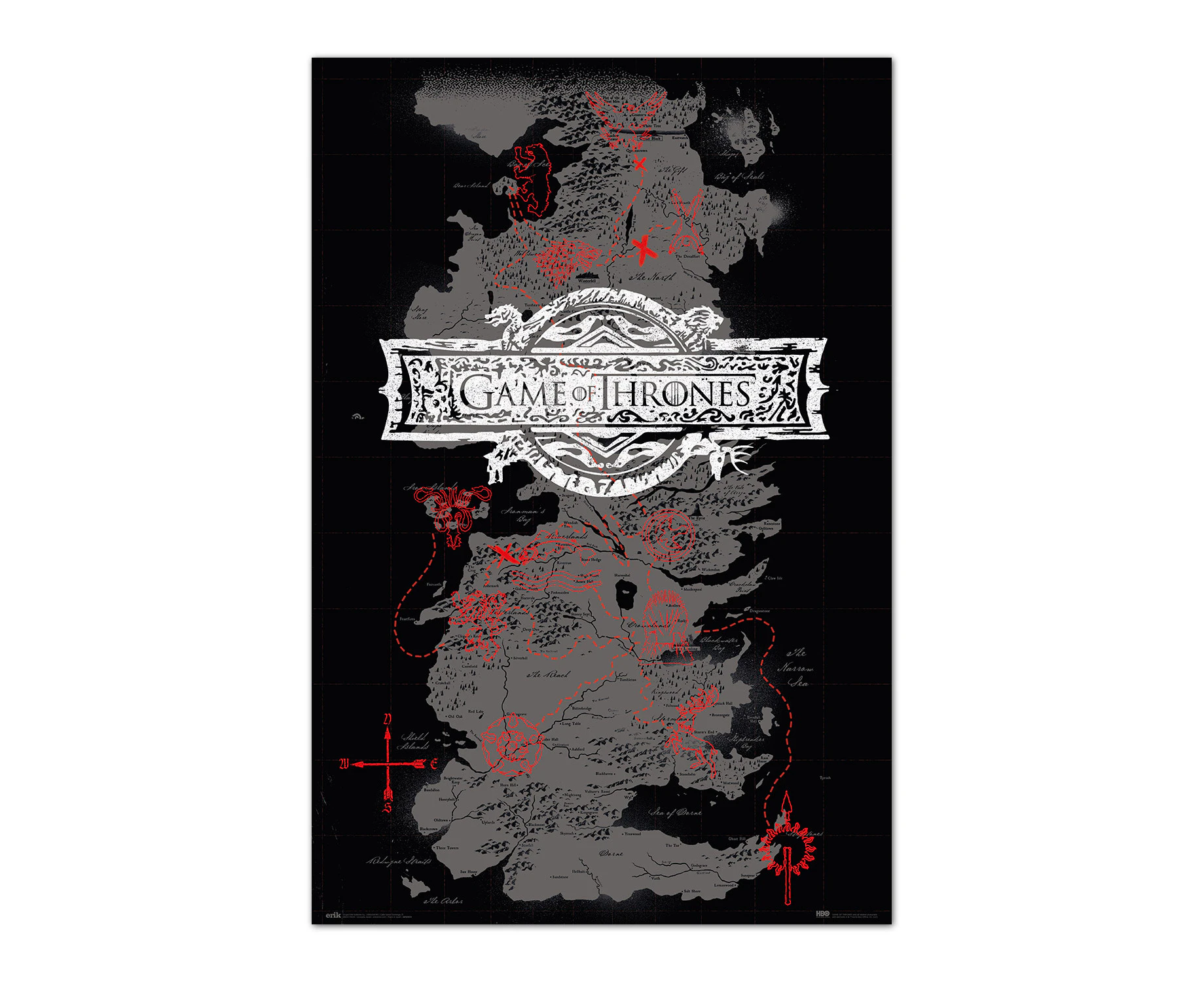 Official Game of Thrones Map Poster - 35.8 x 24.2 inches / 91 x 61.5 cm - Shipped Rolled Up - Cool Posters - Art Poster - Posters & Prints - Wall P - MKTPs