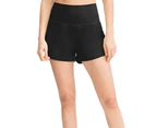 Women's Running Shorts Workout Athletic Gym Yoga Shorts for Women with Phone Pockets - Black