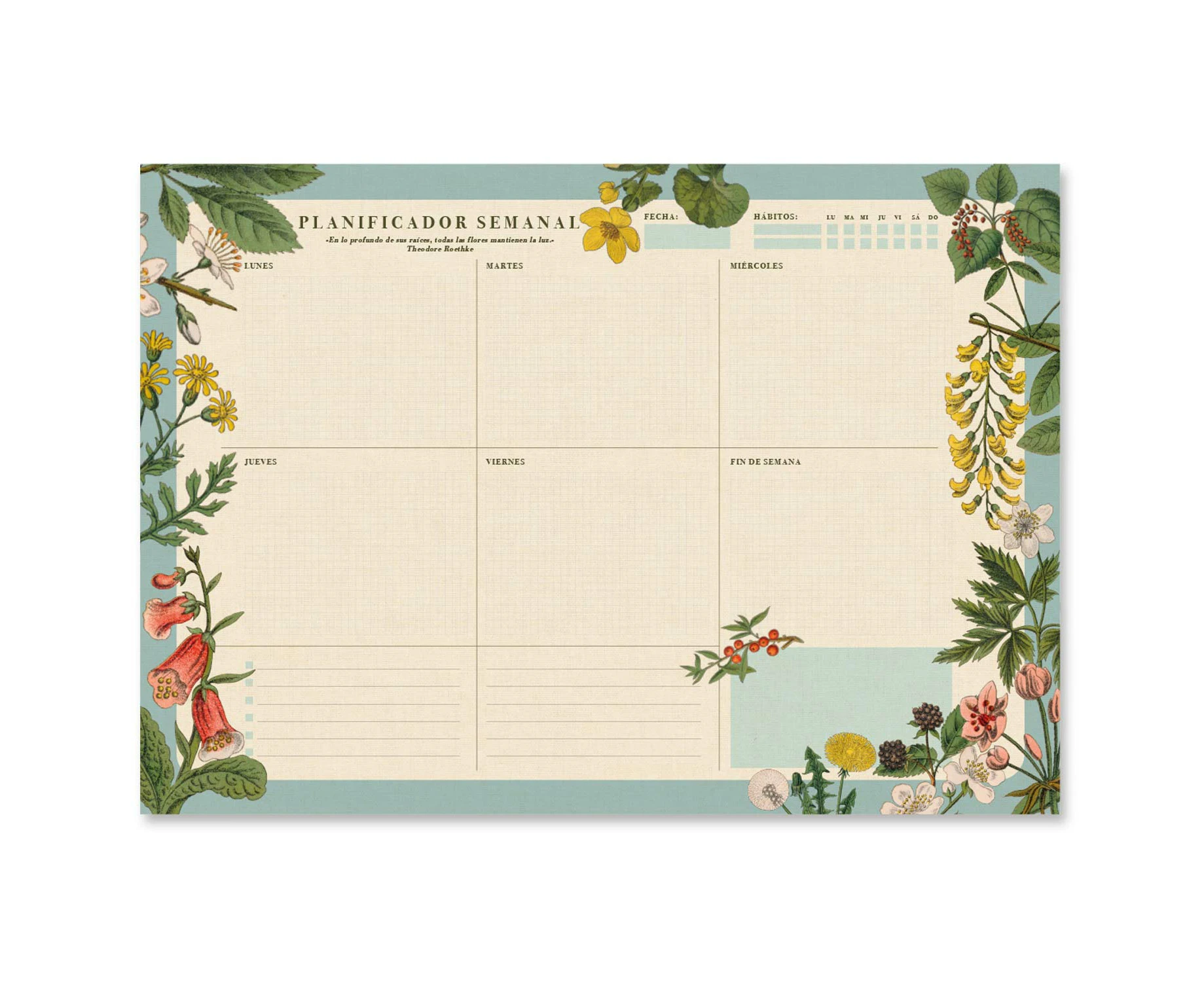 Kokonote Spanish Version | Botanical Weekly Planner A3 | Desk Calendar | Family Calendar | 54 Tear Off Pages | Desk Planner | Organiser Planner | Fr - MKTP