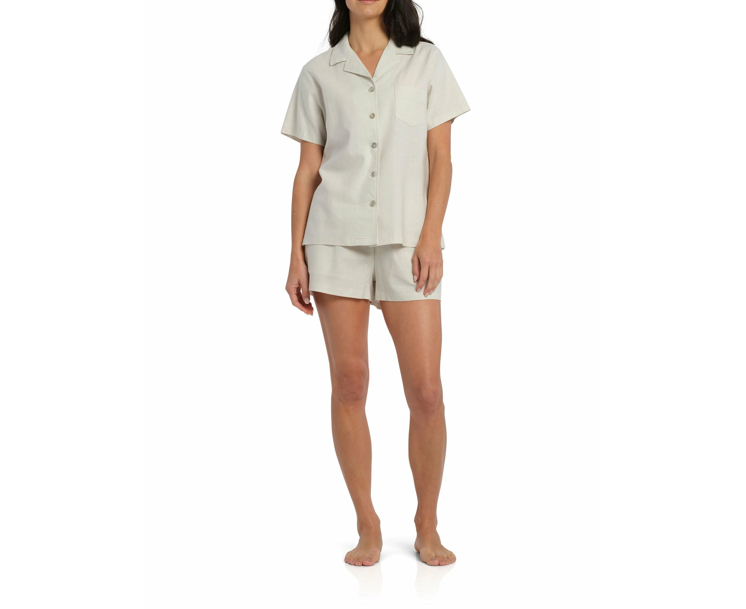 Magnolia Lounge Ivory Summer Dreaming Linen Shortie Pyjama Set