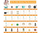 32Pcs Kids Play Kitchen Toys Set,Kids Pretend Cooking Playset Acccessories with Pots Pans, Utensils Cookware, Foods, Canned Veges, Learning Gift for Kids