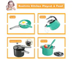 32Pcs Kids Play Kitchen Toys Set,Kids Pretend Cooking Playset Acccessories with Pots Pans, Utensils Cookware, Foods, Canned Veges, Learning Gift for Kids