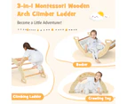 Costway 3-in-1 Kids Climber Rocker Playset Wood Toddlers Climbing Frame Rocking Seesaw w/Cushion kidren Gifts