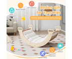 Costway 3-in-1 Kids Climber Rocker Playset Wood Toddlers Climbing Frame Rocking Seesaw w/Cushion kidren Gifts