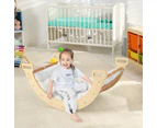 Costway 3-in-1 Kids Climber Rocker Playset Wood Toddlers Climbing Frame Rocking Seesaw w/Cushion kidren Gifts