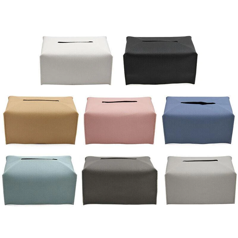 Large Size Tissue Box Dispenser Paper Holder Napkin Case Pu Leather Cover