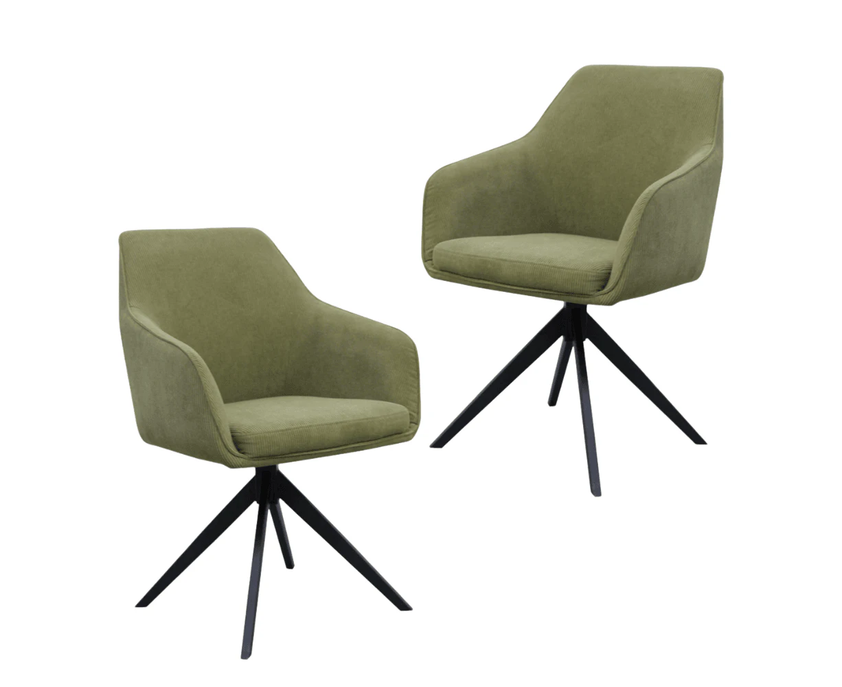 Raimon Furniture Set Of 2 Moz Rotation Modern Fabric Kitchen Dining Chair - Olive