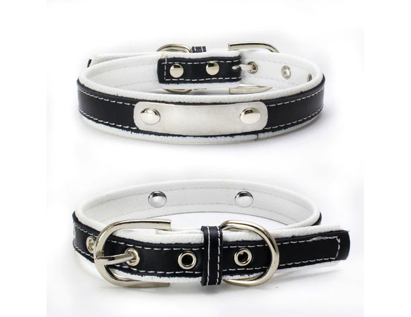 Leather Dog Collar, Padded, Comfortable, Strong for Pups, Small, Medium, Large, X- Large Dog Breeds White XXS