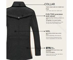 Men's Layered Collar Single Breasted Lined Wool Blend Pea Coats-grey