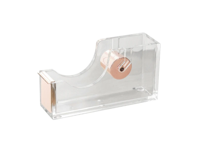 Tape Dispenser Desk Office Supplies Transparent Tape Dispenser Tape Desk Dispenser Organier Office School Cutting Tools-Color-Rose Gold