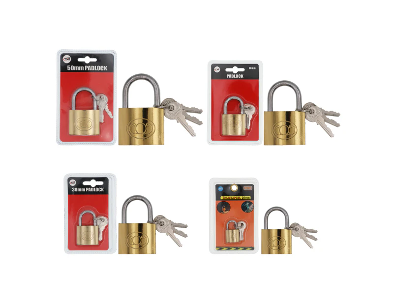 20/30/38/50MM Heavy Duty Brass Padlock Steel Shackle Luggag Security Lock 3 keys