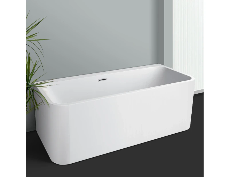 Freestanding Acrylic Bath Tub Back To Wall Bath White Bathtubs with Overflow 1500mm/1700mm Rectangle