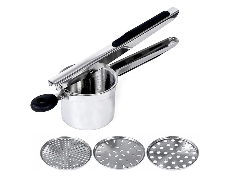 Large Potato Ricer Stainless Steel Potato Masher and Ricer Kitchen Tool Mash and Press For Perfect Mashed Potatoes-Color-Black