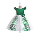 Kids Children Girls Xmas Christmas Party Ruffle Princess Dress Birthday Peagant Formal Ball Gown - Green