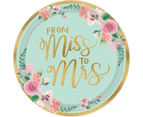 Bridal Shower Table Decorations Disposable Paper Party Plates x 8 Miss To Mrs