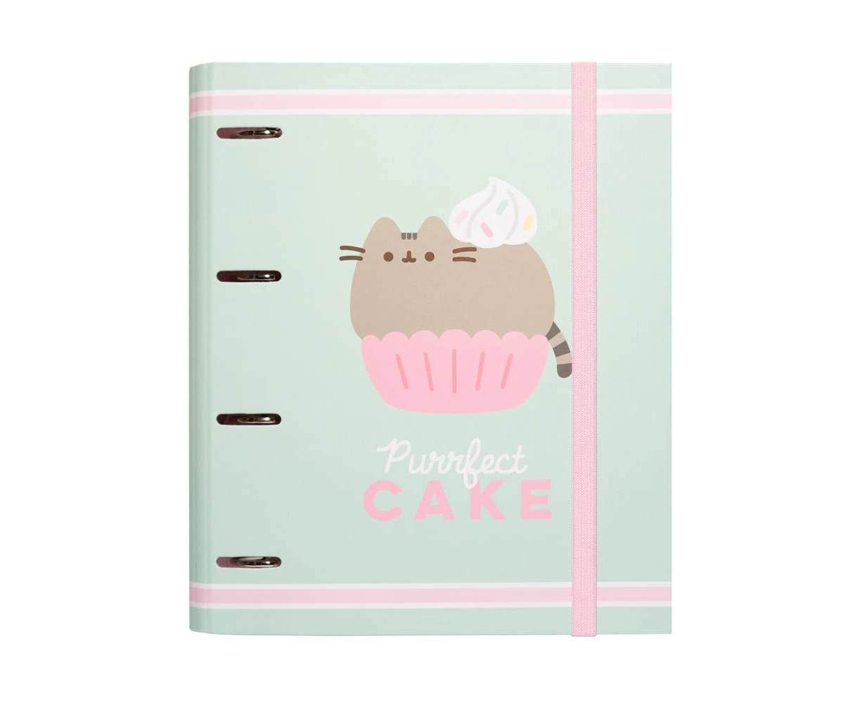 Official Pusheen Foodie Collection 4 Ring Binder - A4 Folders Ring Binder - 10.6 x 12.6 inches / 27 x 32 cm - Ring Binder A4 - A4 Ringbinder - 4 Rin - MKTP