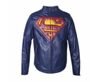 Superman Character Real Leather Jacket - Blue/Yellow/Red