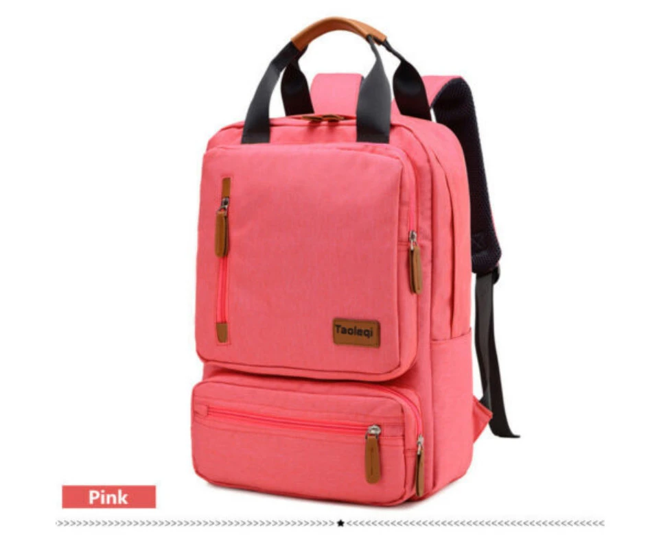 （Pink）Mens Women Large Capacity Oxford Backpack Laptop Notebook School Travel Bag