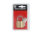 20/30/38/50MM Heavy Duty Brass Padlock Steel Shackle Luggag Security Lock 3 keys