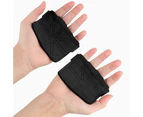 Fufu 1 Pair Portable Sport Gloves Breathable Microfiber Faux Leather Double Layers Fitness Grip Pad for Powerlifting-Black