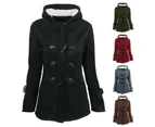 Women's Winter Fashion Outdoor Warm Wool Blended Classic Coat Jacket-Wine red