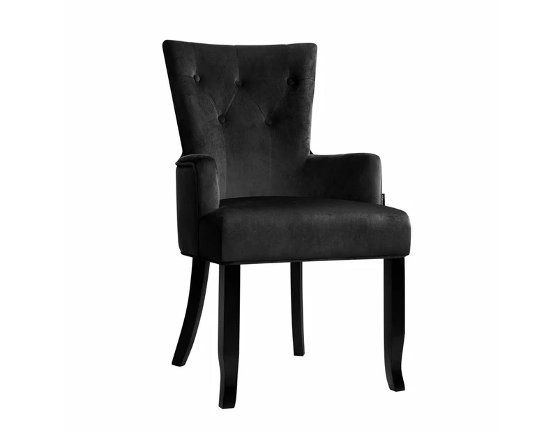 Dining Chairs French Provincial Chair Velvet Fabric Timber Retro Black