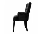 Dining Chairs French Provincial Chair Velvet Fabric Timber Retro Black