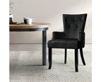 Dining Chairs French Provincial Chair Velvet Fabric Timber Retro Black