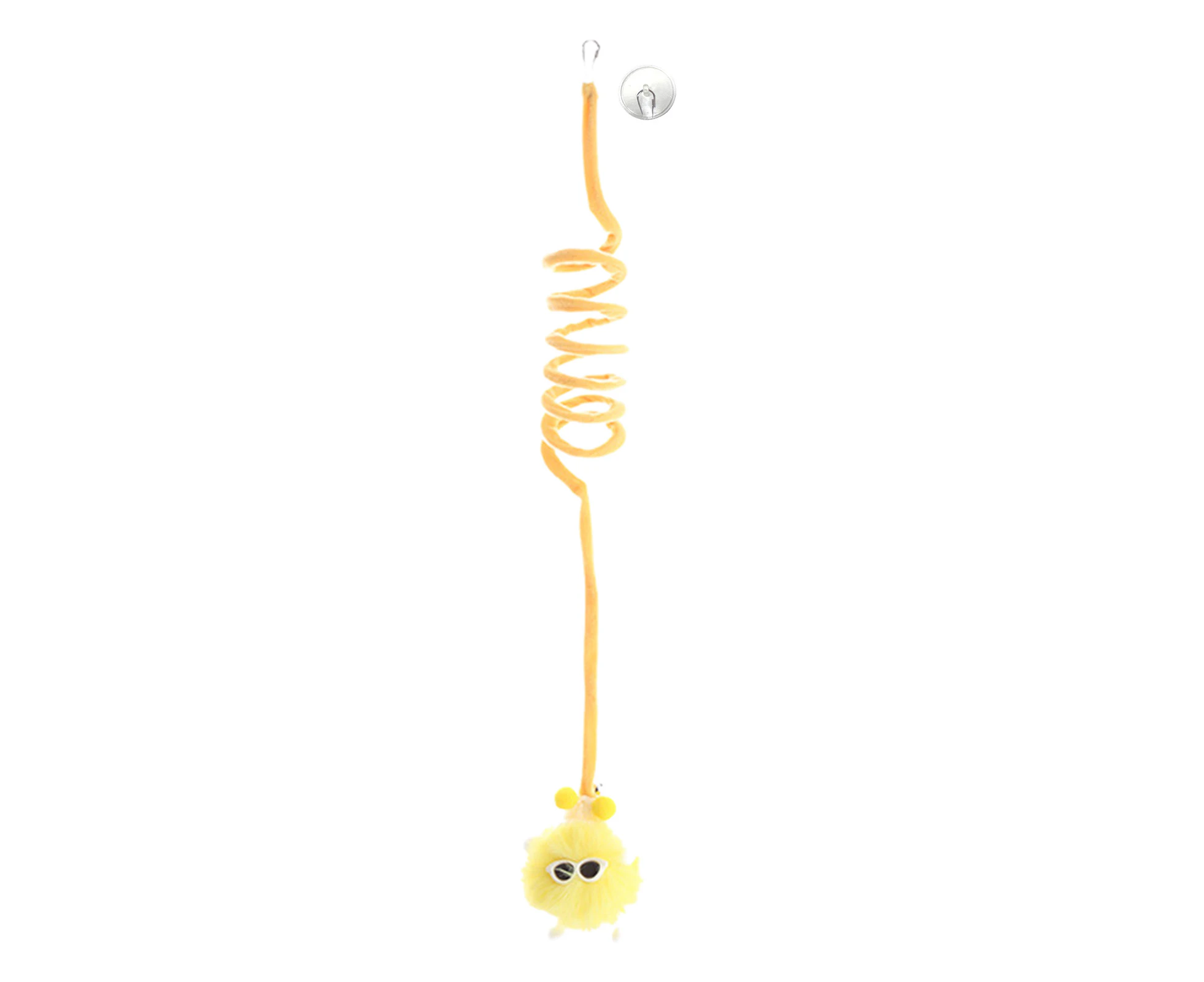 Gotofar 1 Set Cat Teaser Toy Scratch-resistant Rabbit Fur Ball Pet Kitten Cat Swing Rope Toy with Suction Cup Pet Supplies - Yellow