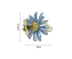 Minbaeg 4Pcs Napkin Rings Adorable Anti-rust Alloy Spring Flower Bee Painted Napkin Buckle for Party-Blue