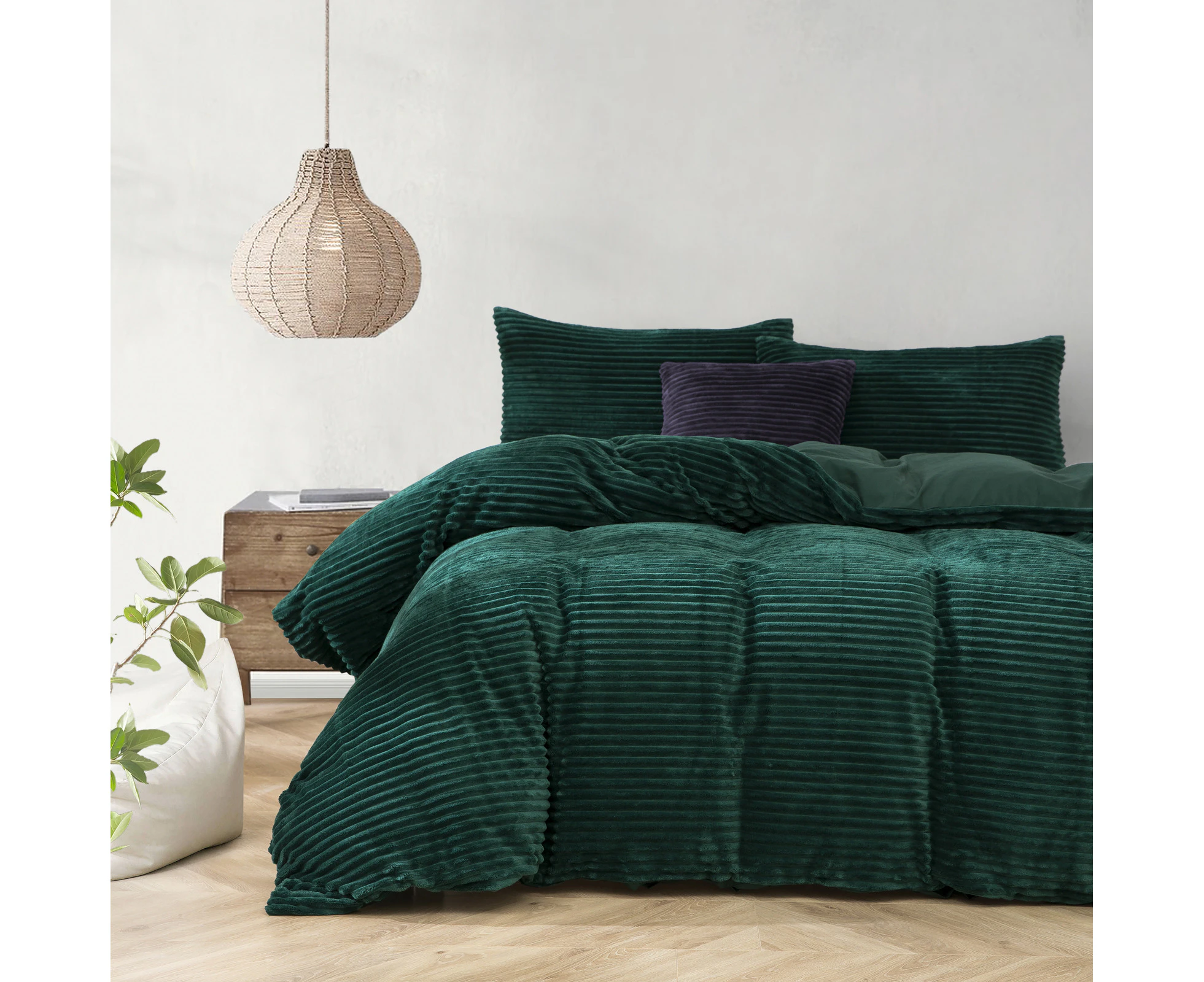 Dreamaker Embossed Teddy Fleece Quilt Cover Set Emerald Single Bed