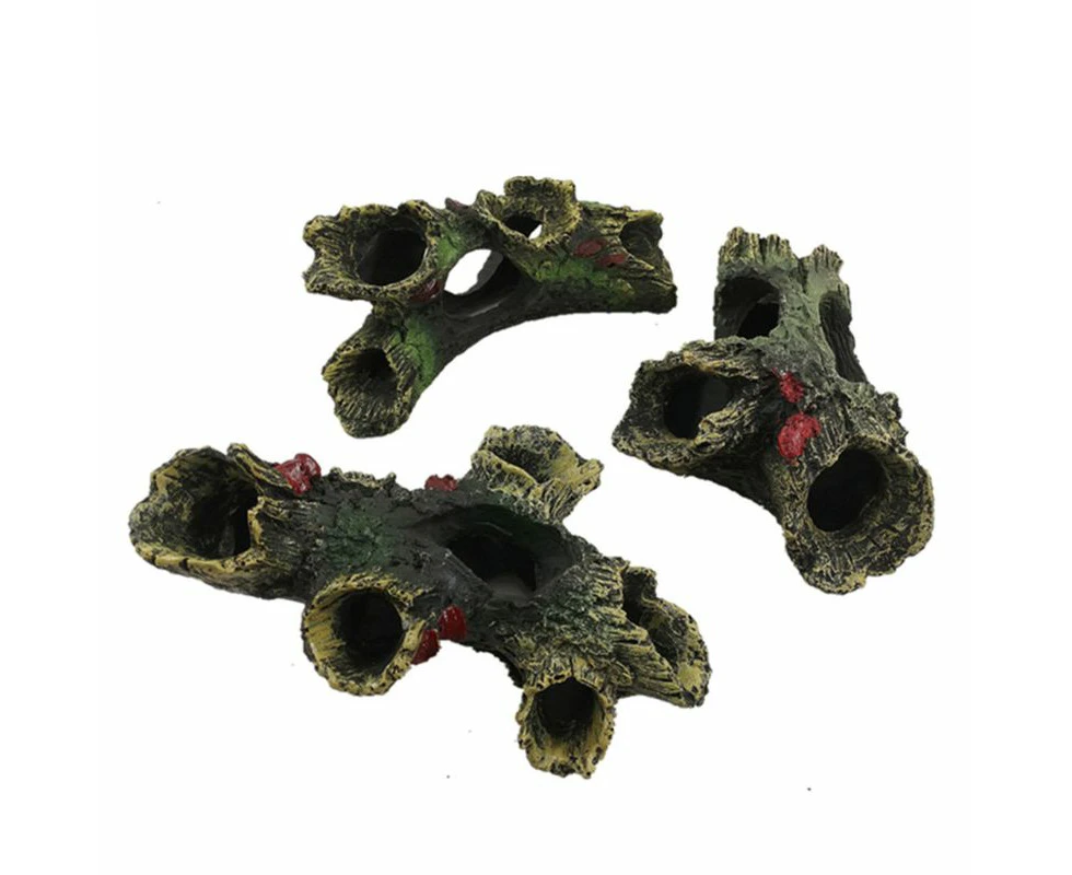 3 pieces of sets, aquarium resin sinking wood fish tank landscaping decorative ornament fish and insects to avoid hole box simulation dead wood