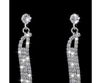 2Pcs/Set Charming Necklace Earrings Set Sturdy Elegant-Silver